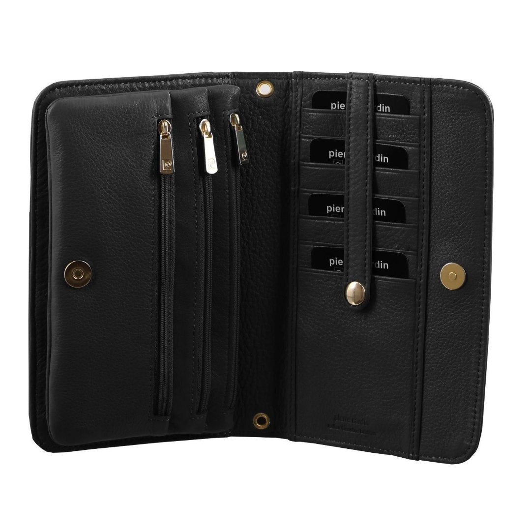 Clutch Pierre Cardin Genuine Leather Clutch Wallet Bag Mujer Negras | ZGPQ-12054