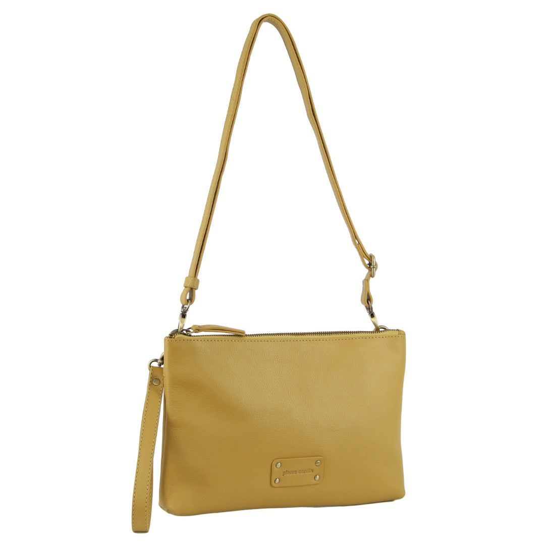 Clutch Pierre Cardin Vintage Leather Multiway Crossbody Bag Clutch Mujer Amarillo | XQVD-76581