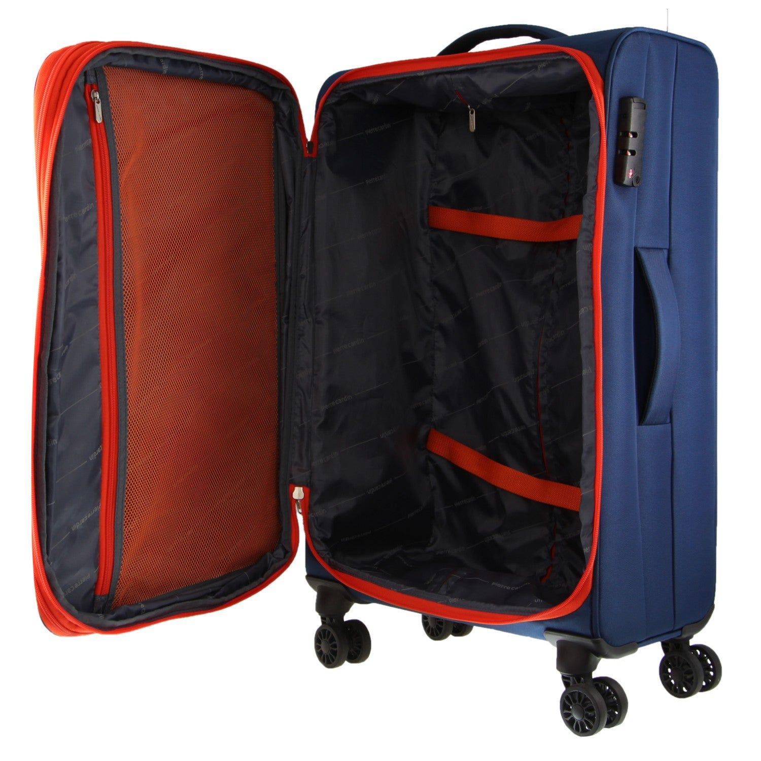 Large Cases Pierre Cardin 76cm LARGE Soft Shell Suitcase Travel Azul Marino | EYNR-37190