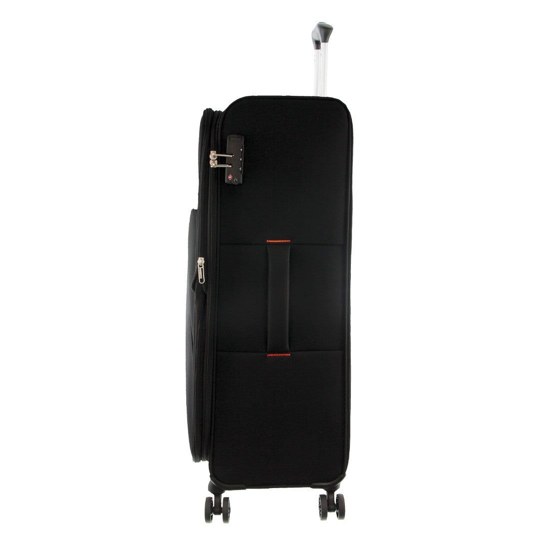 Maletas Pierre Cardin 55cm CABIN Soft-Shell Suitcase Travel Negras | TKLM-68425